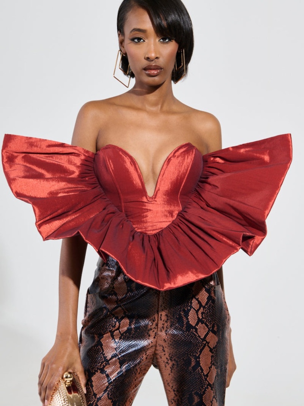 Akira Sold Out Lot Of Love Off-Shoulder Ruffle Bustier Top - Red